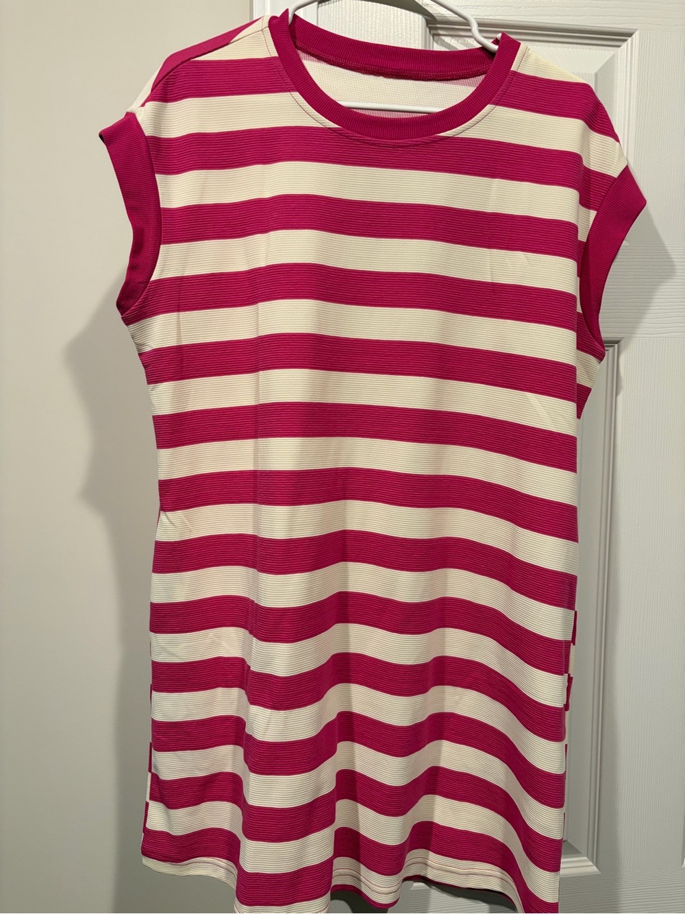 Women’s Pink and Cream Striped Midi Dress